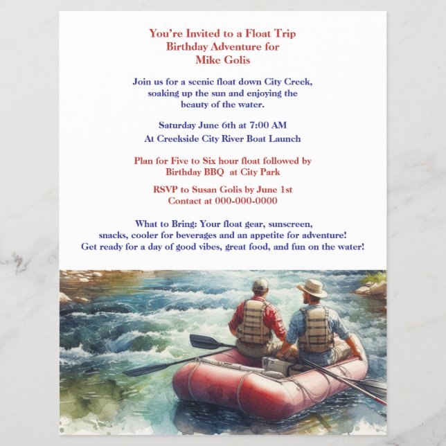 Float Trip Birthday Adventure Flyer (Vorne)