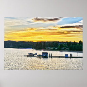 Floatflugzeuge auf dem Coeur d'Alene-See in Idaho Poster