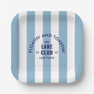 Floatin' and Toastin' Der Club Blue Strip Pappteller