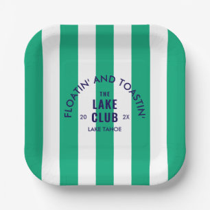 Floatin' and Toastin' The Lake Club Green Strip Pappteller