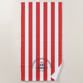 Floatin' and Toastin' The Lake House Roter Streife Strandtuch