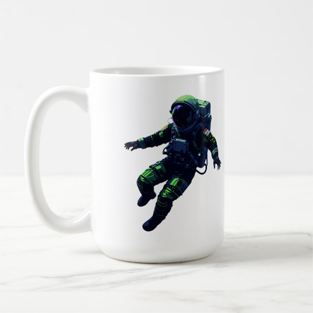 Floating Astronaut in Space Suit Illustration Kaffeetasse (Links)