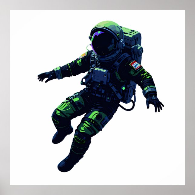Floating Astronaut in Space Suit Illustration Poster (Vorne)