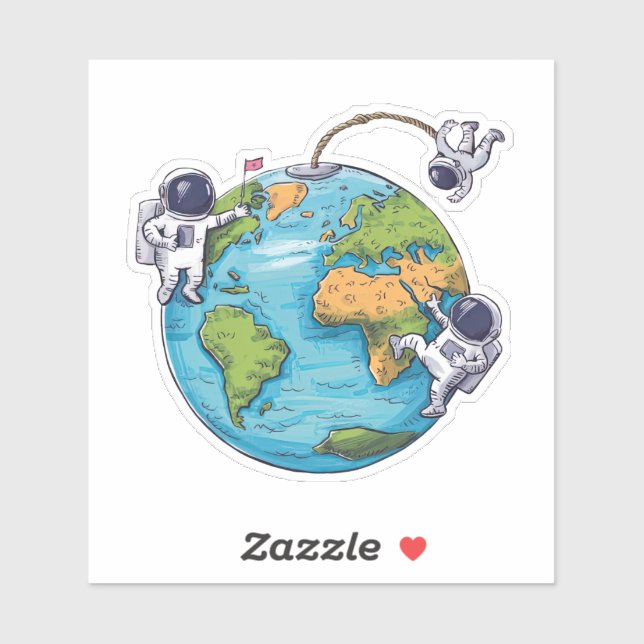 Floating Astronauten Aufkleber (Blatt)