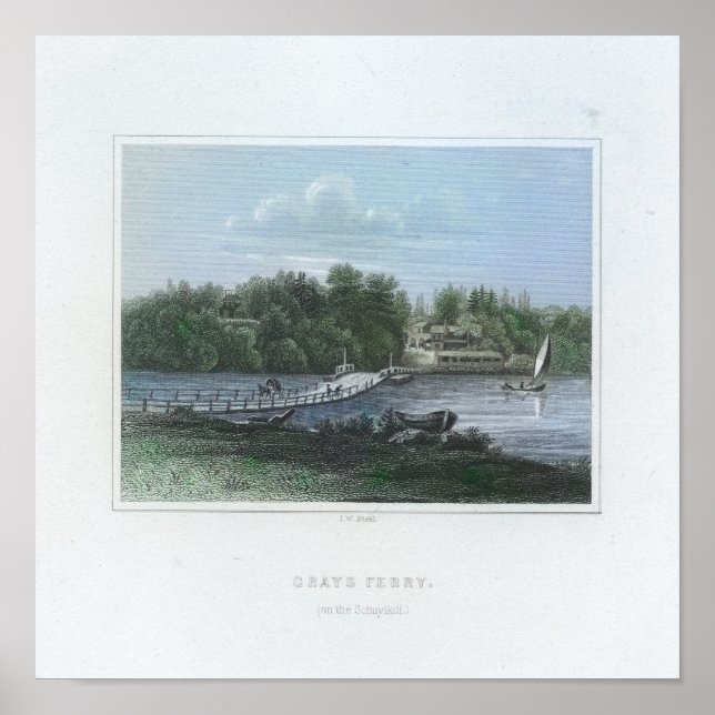 Floating Bridge Schuylkill River Gray's Ferry Poster (Vorne)