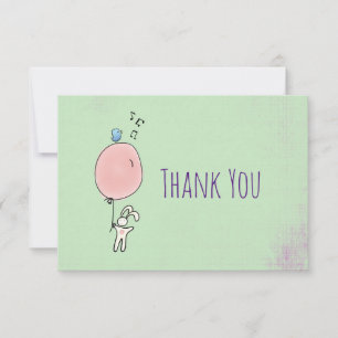 Floating Bunny Holding a Balloon Danke