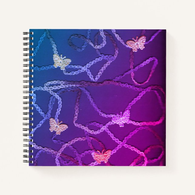 Floating Butterflies Spiral Notebook (Purple) Notizbuch (Vorderseite)