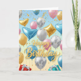 Floating Celebration Balloons –Happy Birthday Card Karte