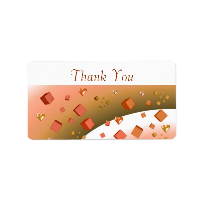 Floating Cubes and Hearts Danke Labels Adressaufkleber (Vorne)