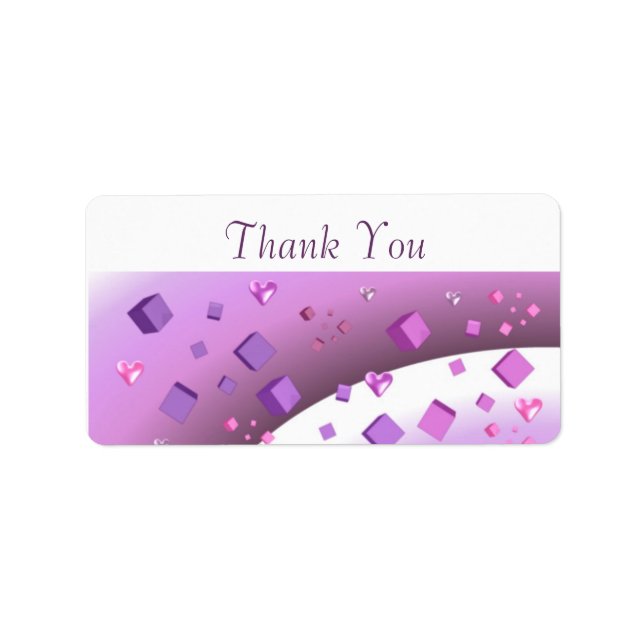 Floating Cubes and Hearts Danke Labels Adressaufkleber (Vorne)