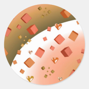 Floating Cubes and Hearts Runder Aufkleber