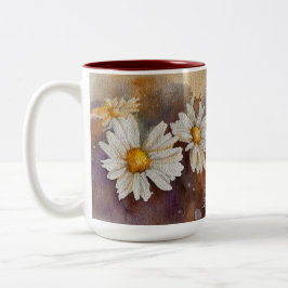 Floating Daisy Watercolor Zweifarbige Tasse