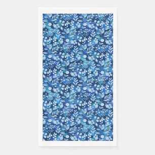 Floating Floral Pattern 01.Blue DBlue BG Serviette