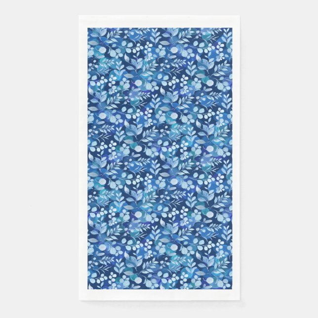 Floating Floral Pattern 01.Blue DBlue BG Serviette (Vorderseite)