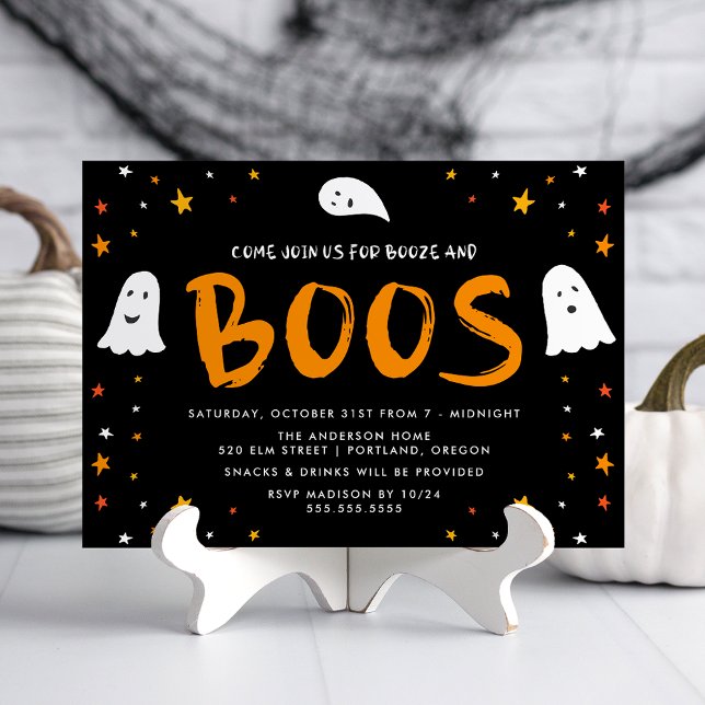 Floating Ghosts Boos und Booze Halloween-Party Einladung (Von Creator hochgeladen)