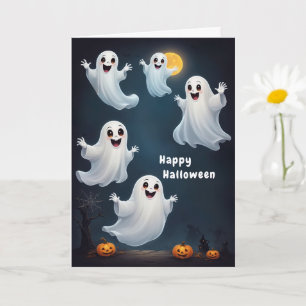 Floating Ghosts Halloween Art Karte