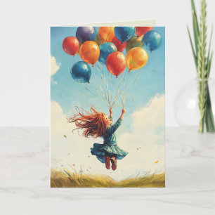 Floating Girl mit Balloons Einladung
