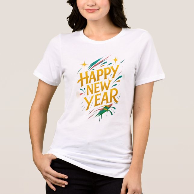 Floating Graffiti Elegance - New Year in Gold, Neo Tri-Blend Shirt (Vorderseite)