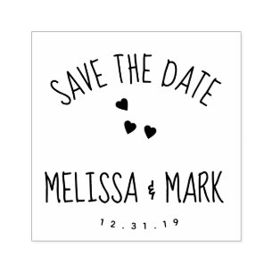 Floating Heart Fun Lettering Save the Date Gummistempel