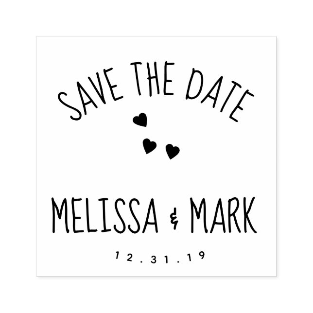 Floating Heart Fun Lettering Save the Date Gummistempel (Prägung)