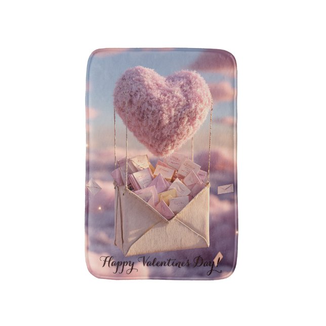 Floating Heart of Love Letters Design Postcard Badematte (Vorderseite Vertikal)