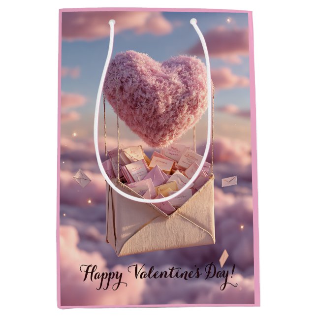 Floating Heart of Love Letters Design Postcard Mittlere Geschenktüte (Vorderseite)