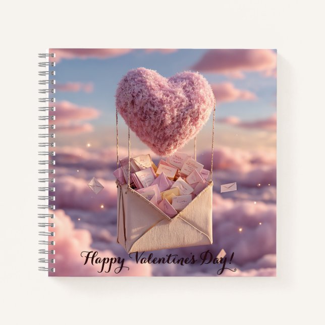 Floating Heart of Love Letters Design Postcard Notizbuch (Vorderseite)