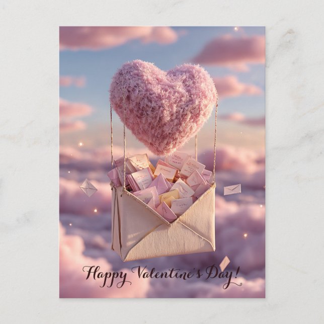 Floating Heart of Love Letters Design Postcard Postkarte (Vorderseite)