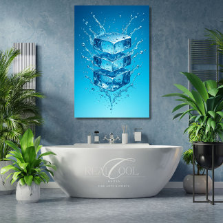 Floating Ice Cube Splash - Dynamic Digital Art Leinwanddruck