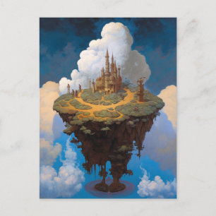 Floating Island Surreal Burg Fantasy Kunst, Dichtu Postkarte
