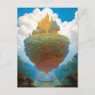 Floating Island Surreal Burg Fantasy Kunst, Dichtu Postkarte