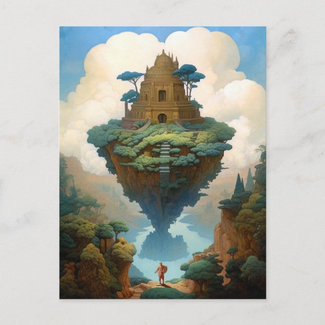 Floating Island Surreal Landscape Fantasy Art Postkarte (Vorderseite)