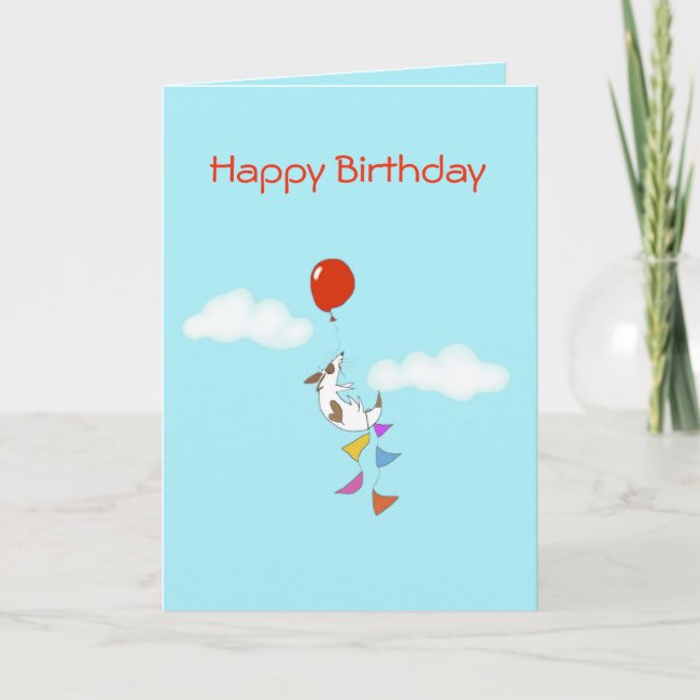 Floating jack russell puppy birthday card karte (Vorderseite)
