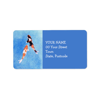 Floating Koi Blue Address Label Adressaufkleber