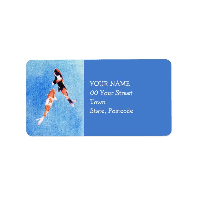 Floating Koi Blue Address Label Adressaufkleber (Vorne)