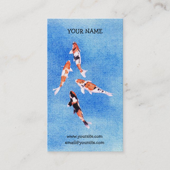 Floating Koi Blue Business Card Visitenkarte (Vorderseite)