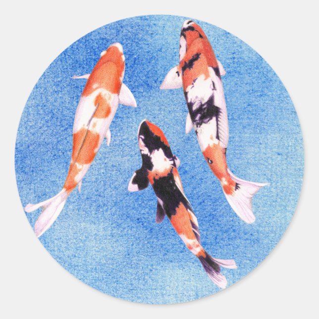 Floating Koi Blue Sticker (Vorderseite)