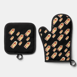 Floating Lantern Glow-Cozy Aesthetic Design Ofenhandschuh & Topflappen-Set