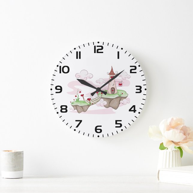 Floating Liebe Burg Lustra Romantische Fantasie Große Wanduhr (Von Creator hochgeladen)