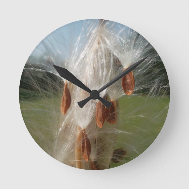 Floating Milkweed Seeds Art Print/Graphic Runde Wanduhr (Vorderseite)