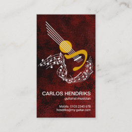 Floating Musiknote Guitar Riffs Red Grunge Visitenkarte