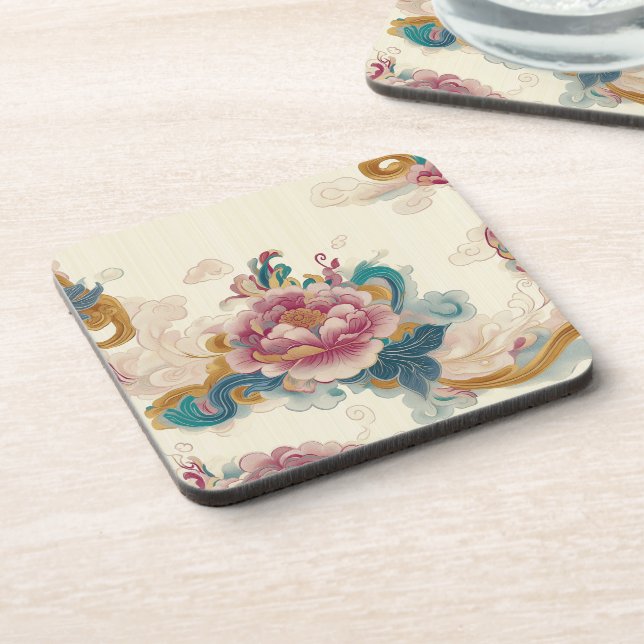 Floating Peony Getränkeuntersetzer (Linke Seite)