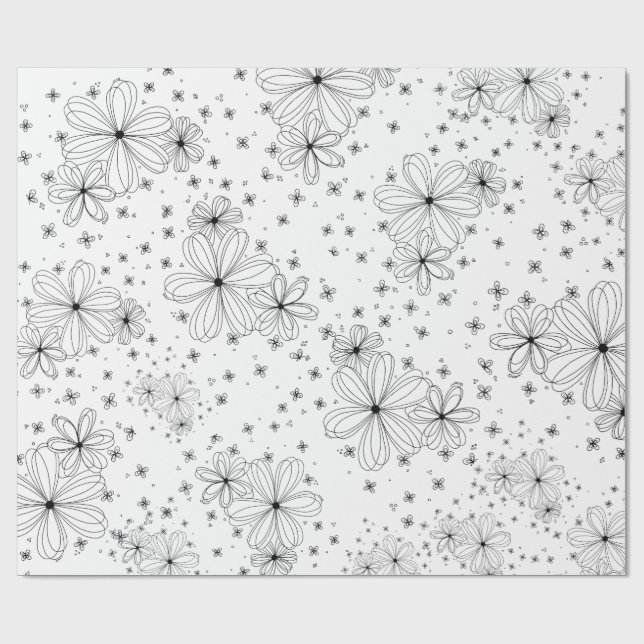 Floating Petals – Colorable Wrapping Paper Geschenkpapier (Flach)