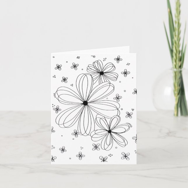 Floating Petals - Farbbare florale Note Card (Vorderseite)