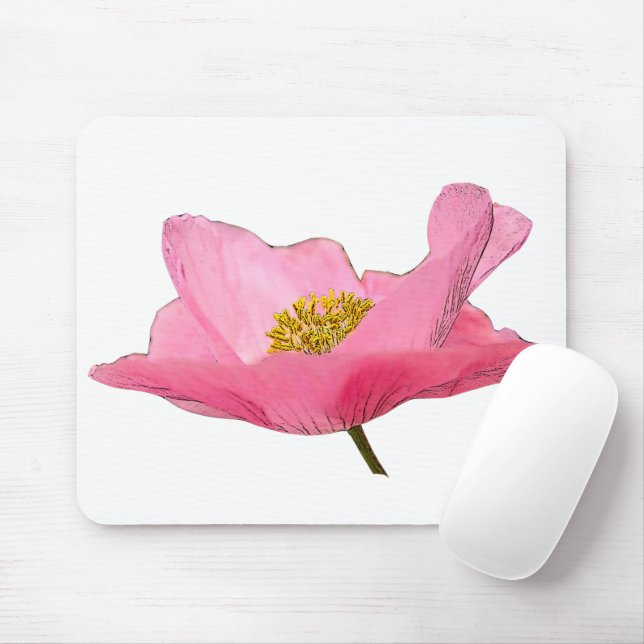 Floating Pink Poppy Nah-up Mousepad (Mit Mouse)