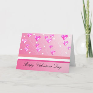 Floating Pink Valentine Hearts Feiertagskarte
