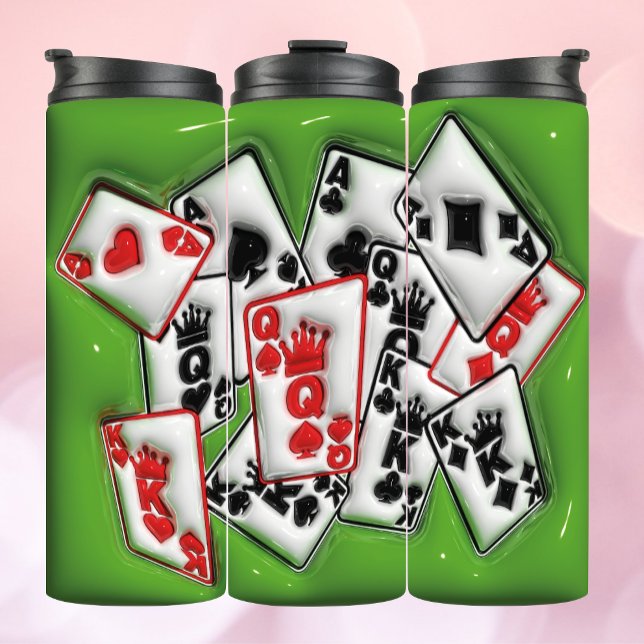 Floating Poker Cards 3D Inflated Tumbler Thermosbecher (Von Creator hochgeladen)