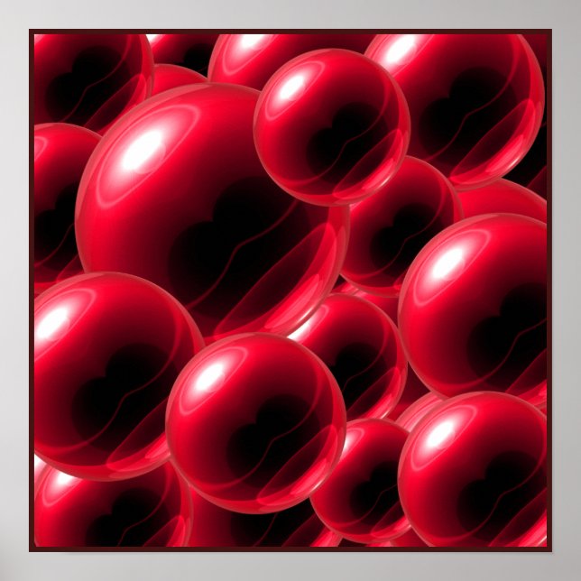 Floating Red Spheres Acrylic Wall Art Poster (Vorne)