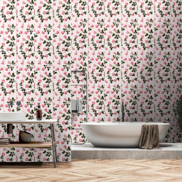 Floating-Rose mit rosa Streifen Tapete