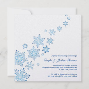 Floating Snowflakes Wedding Announcement Card Einladung